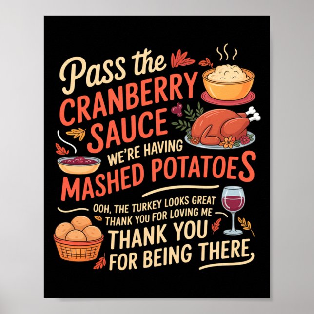 Póster P The Cranberry Sauce Funny Thanksgiving Long Slee (Frente)