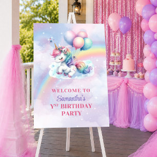 Póster P Unicornio Mágico Día de Cumpleaños de Niña Bienv