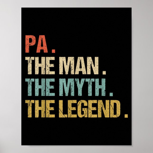 Póster Pa The Man Myth Legend Shirt Funny Father Dad Chri (Frente)