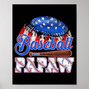Póster Pabellón de béisbol de Papaw USA Día del Padre Día