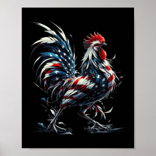 Póster Pabellón Estadounidense De Pollos De Gallo 4 De Ju
