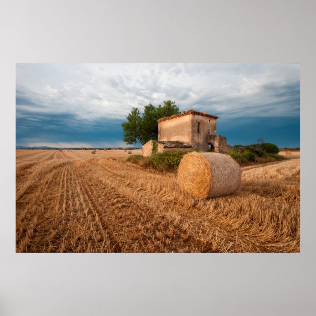 Póster Paca de heno en campo de Provenza (Frente)
