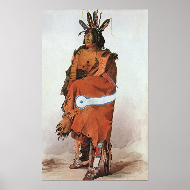 Póster Pachtuwa-Chta, retrato de guerrero arikara de Bodm (Frente)