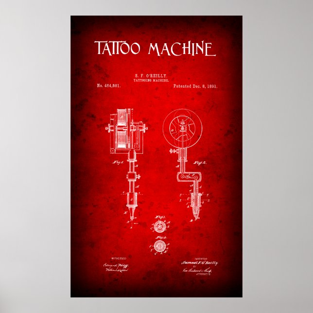 PÓSTER PACIENTE DE LA MÁQUINA TATTOO DE 1891 (Frente)