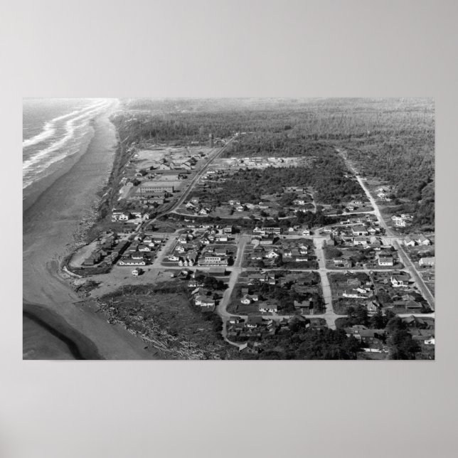 Póster Pacific Beach, WA - Fotografía vista aérea (Frente)