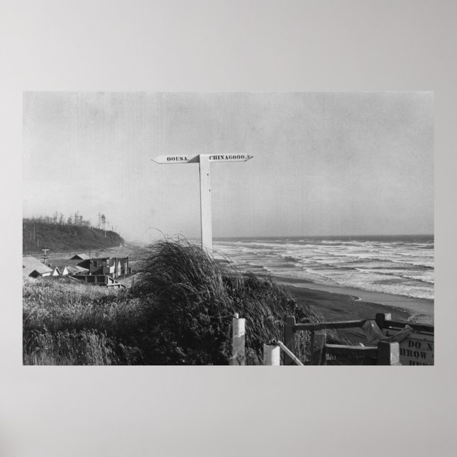 Póster Pacific Beach, WA - Rótulo Miles a China (Frente)