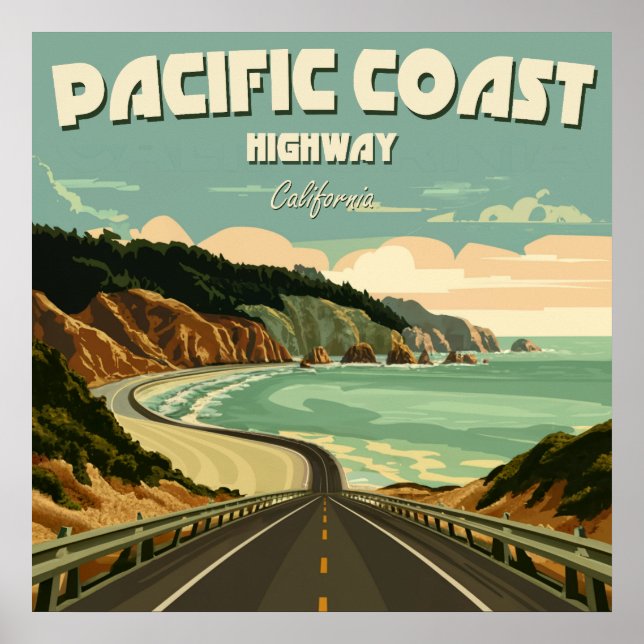 Póster Pacific Coast Highway Vista (Frente)