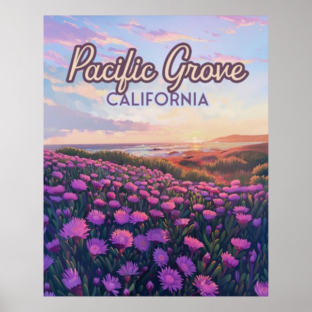Póster Pacific Grove California Monterey Magia Púrpura (Frente)
