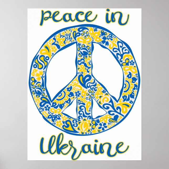 Póster Pacific peace sign quote in Ukrainian flag colors (Frente)