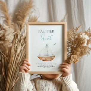 Póster Pacificador Caza Rótulo de Baby Shower Náutico
