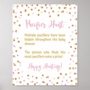Póster Pacificador Caza Rótulo de juegos Baby Shower Pink