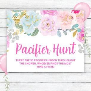 Póster Pacificador Floral Rosa Caza Rótulo de caza Baby S