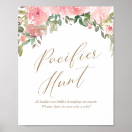 Póster Pacificador Hunt Pink Floral Baby Shower Poster