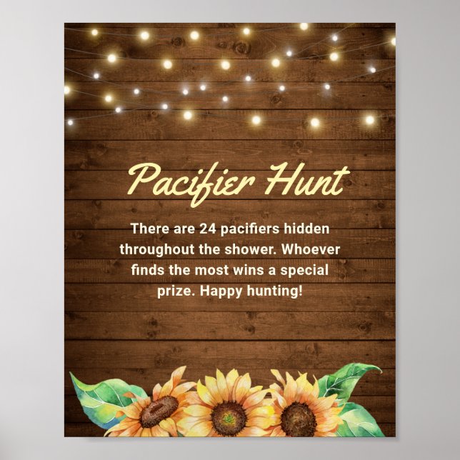 Póster Pacificador Hunt Rustic Sunflower Yellow Baby Show (Frente)