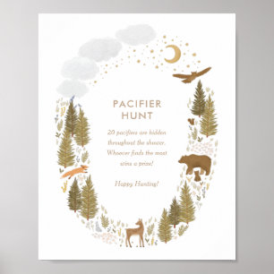 Póster Pacificador Hunt Woodland Baby Shower Rótulo