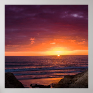 Póster Pacífico atardecer oceánico en el distrito de Faro
