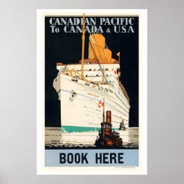 Póster Pacífico Canadiense a Canadá y EE. UU. Viajes Anti