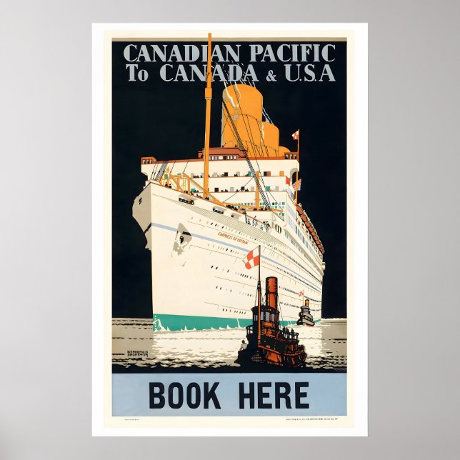 Póster Pacífico Canadiense a Canadá y EE. UU. Viajes Anti (Frente)