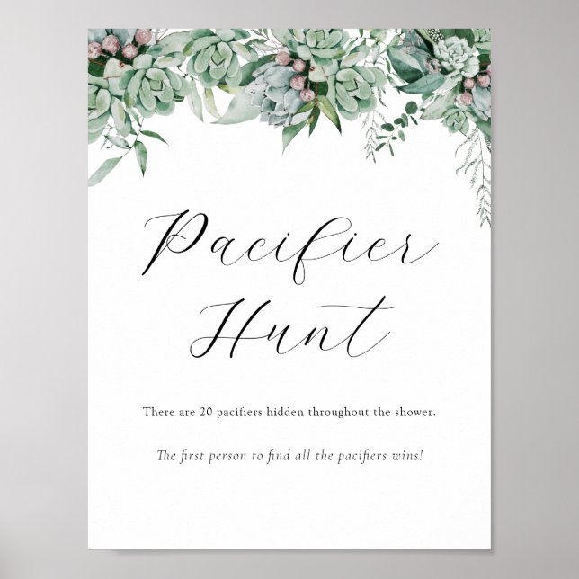Póster Pacifier Hunt Baby Shower Game Rótulo (Frente)