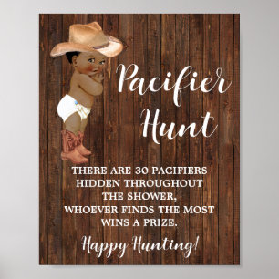 Póster Pacifier Hunt Game AA Cowboy Baby Shower Rótulo