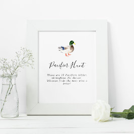 Póster Pacifier Hunt Game Duck Baby Shower Simple