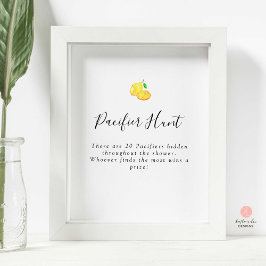 Póster Pacifier Hunt Game Lemon Baby Shower Simple