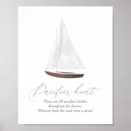 Póster Pacifier Hunt Rótulo Nautical Sailboat Baby Shower