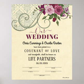 Póster "Pacto de amor" LifePartners WeddingCertificate
