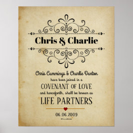 Póster "Pacto de amor" LifePartners WeddingCertificate