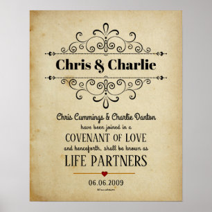Póster "Pacto de amor" LifePartners WeddingCertificate