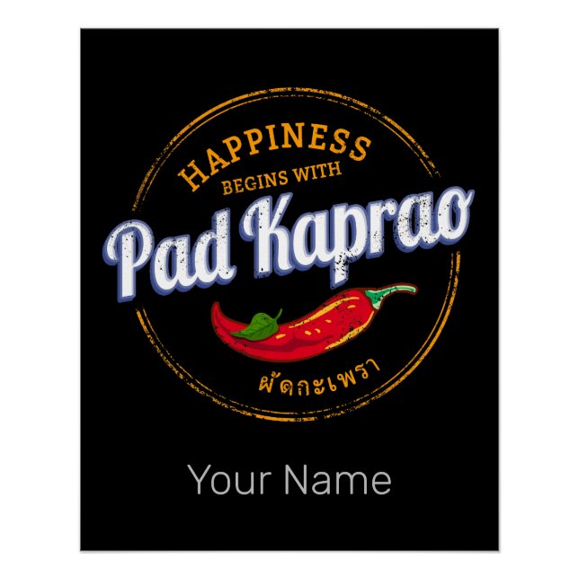 Póster Pad Kaprao Chili Street Food Vintage Tailandia (Anverso)