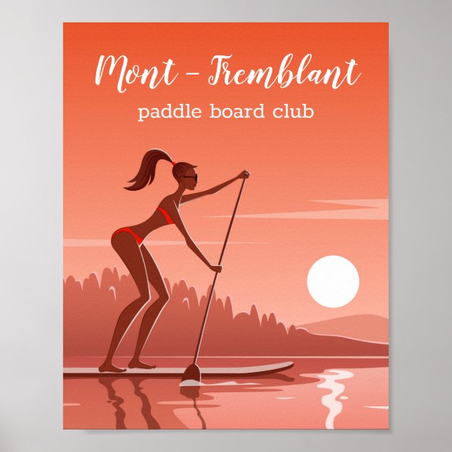 Póster Paddle Board Bikini Chica Sunset Water Sport Lake (Frente)