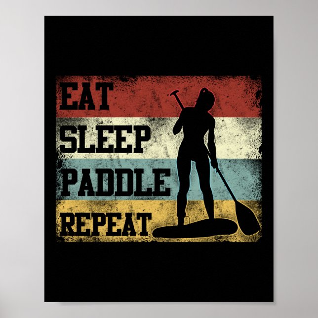 Póster Paddle Comer Sleep Sup Repetir Chica Retro (Frente)
