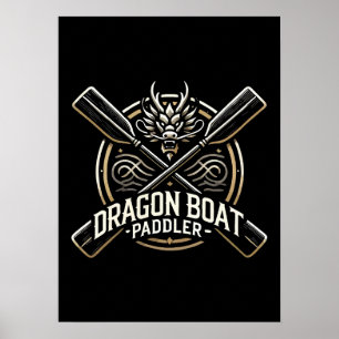 Póster Paddler de botes dragones, motivación de Carreras 