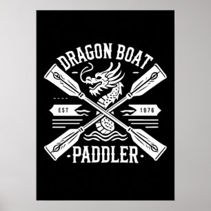 Póster Paddler de botes dragones, motivación de Carreras 