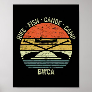Póster Paddling en canoa vintage BWCA al aire libre acamp