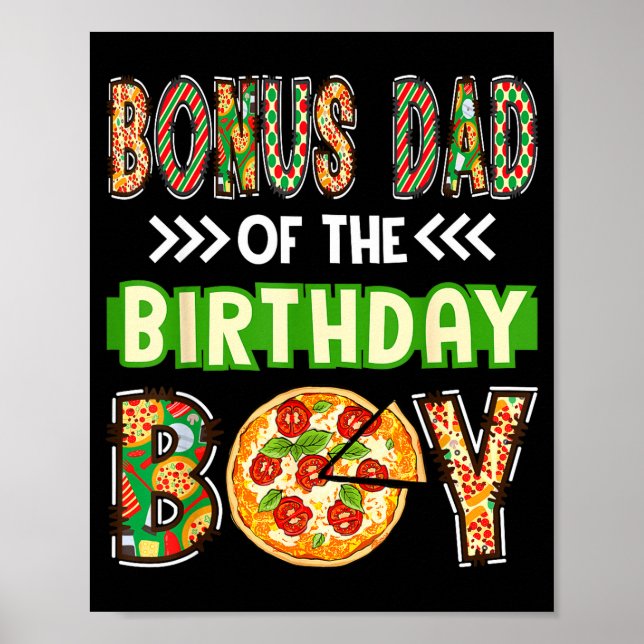Póster Padrastro del chico cumpleañero amante de la pizza (Frente)
