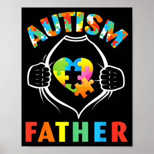 Póster Padre Autismo Superhéroe Rompecabezas Corazón Conc