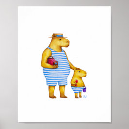 Póster Padre de Chigüiro e hijo 8 x 10 Imprimir