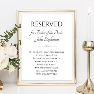 Póster Padre de la novia estoy en el cielo Boda conmemora