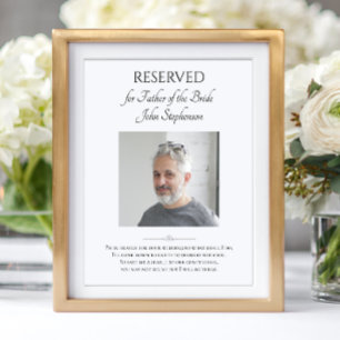 Póster Padre de la Novia Foto Guardar un Asiento Memorial