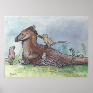 Póster Padre Deinonychus con chicles