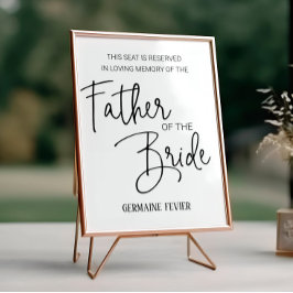 Póster Padre del Boda del asiento reservado en memoria de