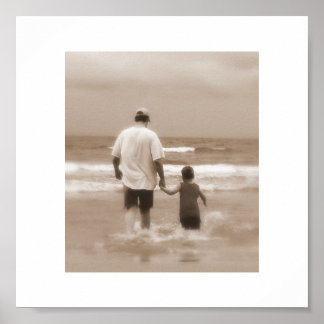 Póster Padre e hijo en la playa