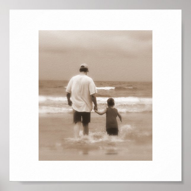 Póster Padre e hijo en la playa (Frente)