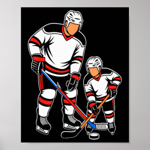 Póster Padre e hijo hockey sobre hielo coincidente papá