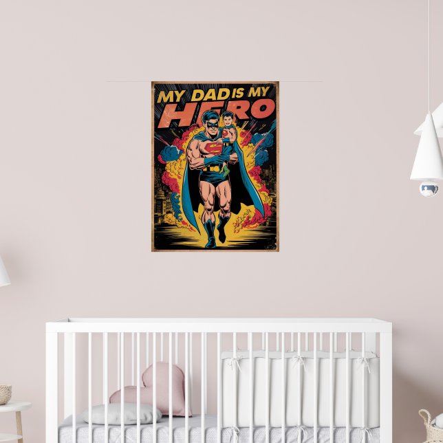 Póster Padre e hijo Mi papá es mi héroe (Guardería 2)