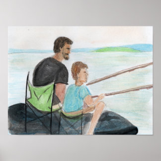 Póster Padre e Hijo Pescando