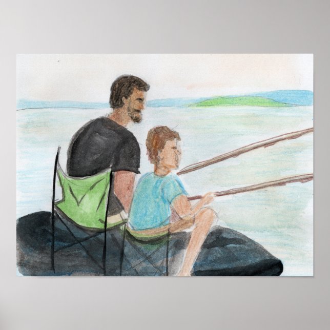 Póster Padre e Hijo Pescando (Frente)