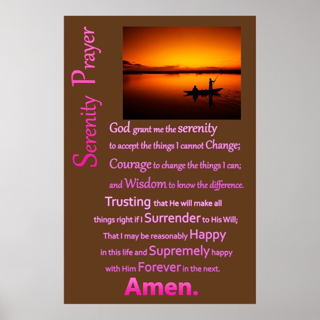 Póster Padre e hijo pescando la oración de la serenidad (Frente)
